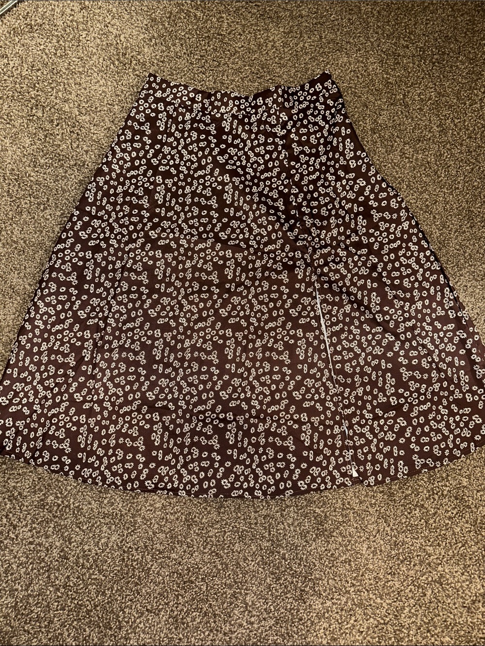 Brown Floral A-Line Skirt, Size L